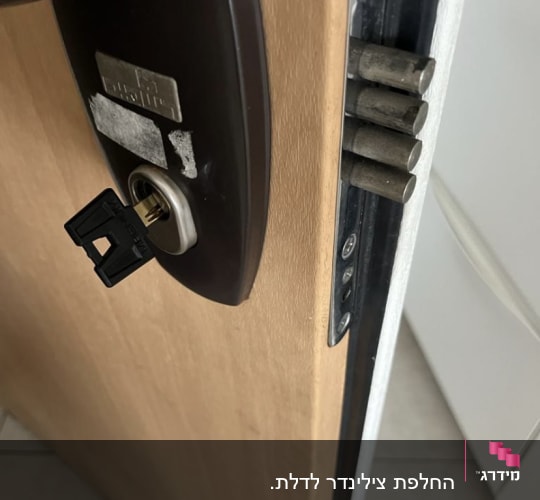 מנעול דלת עם מפתח וידית מתכת